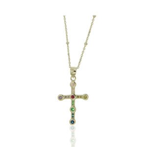 Collar Cruz Circonitas Colores