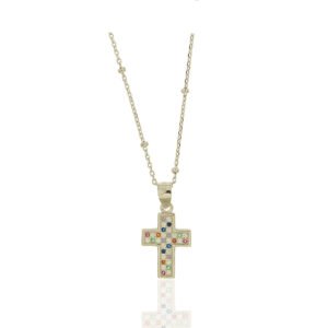 Collar Cruz Circonitas Colores 2