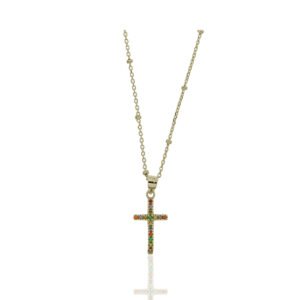 Collar Cruz Circonitas Colores 3